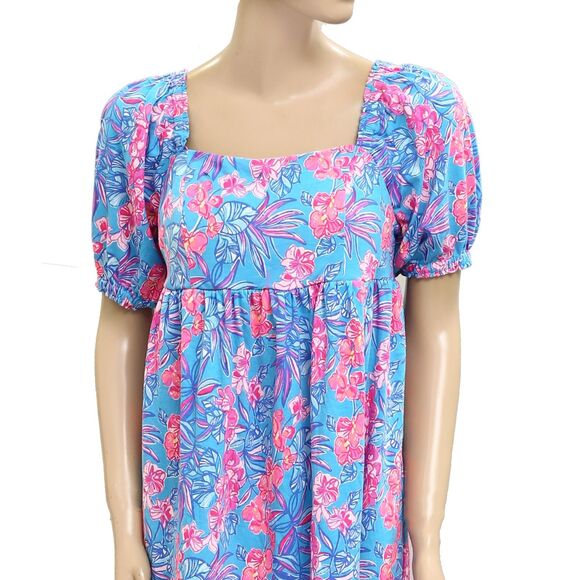 Lilly Pulitzer Delaney Short Sleeve Mini Dress Cumulus Blue Printed S-6 279602 - Picture 11 of 15